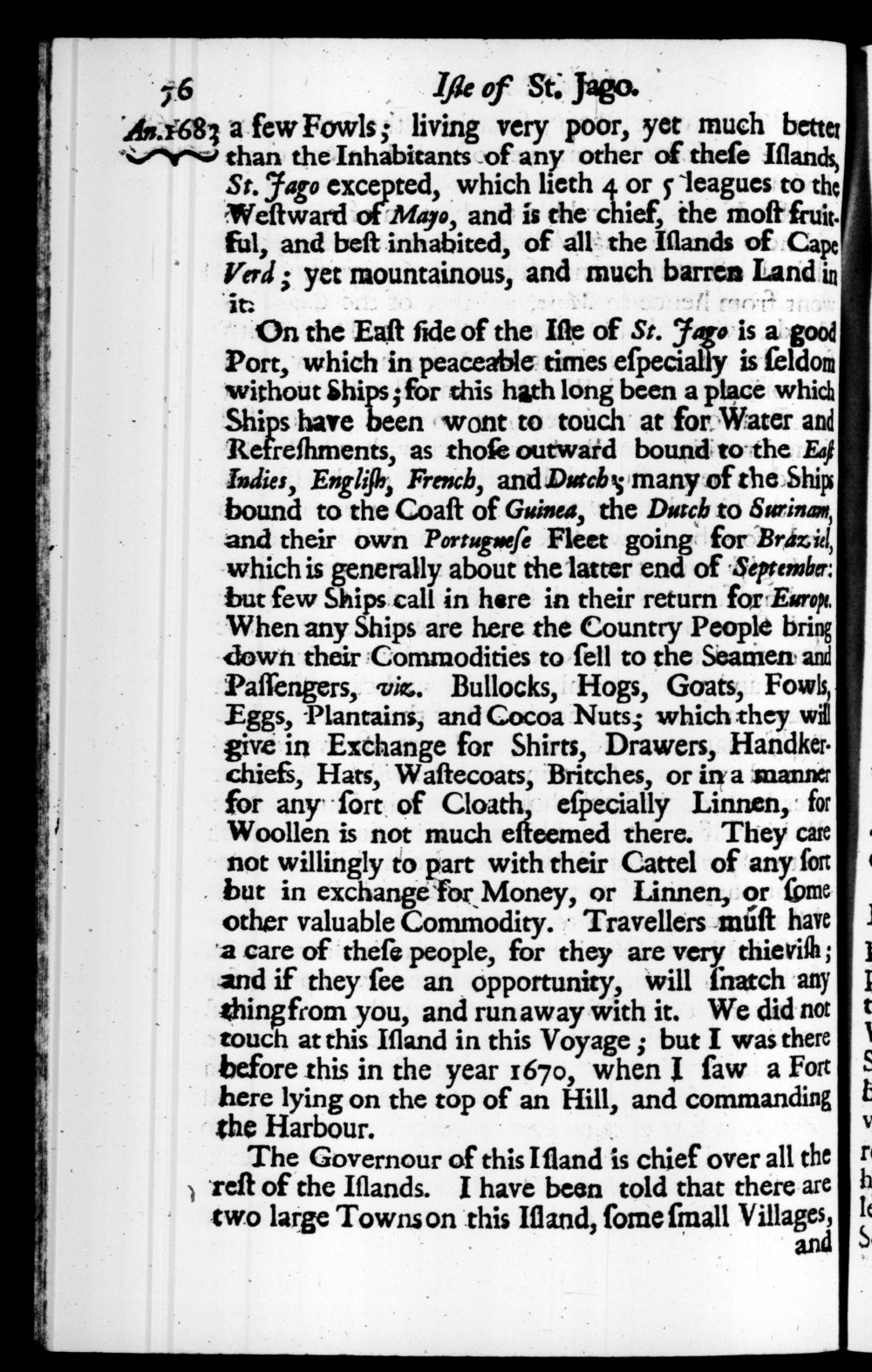 Page 76 screenshot of the book A New Voyage Round the World by William Dampier (1697 Edition).
