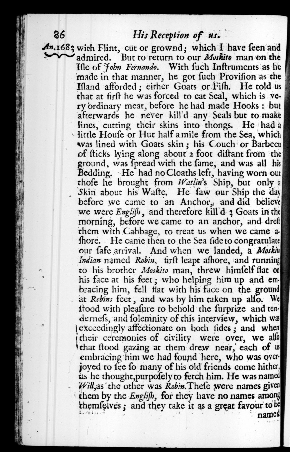 Page 86 screenshot of the book A New Voyage Round the World by William Dampier (1697 Edition).
