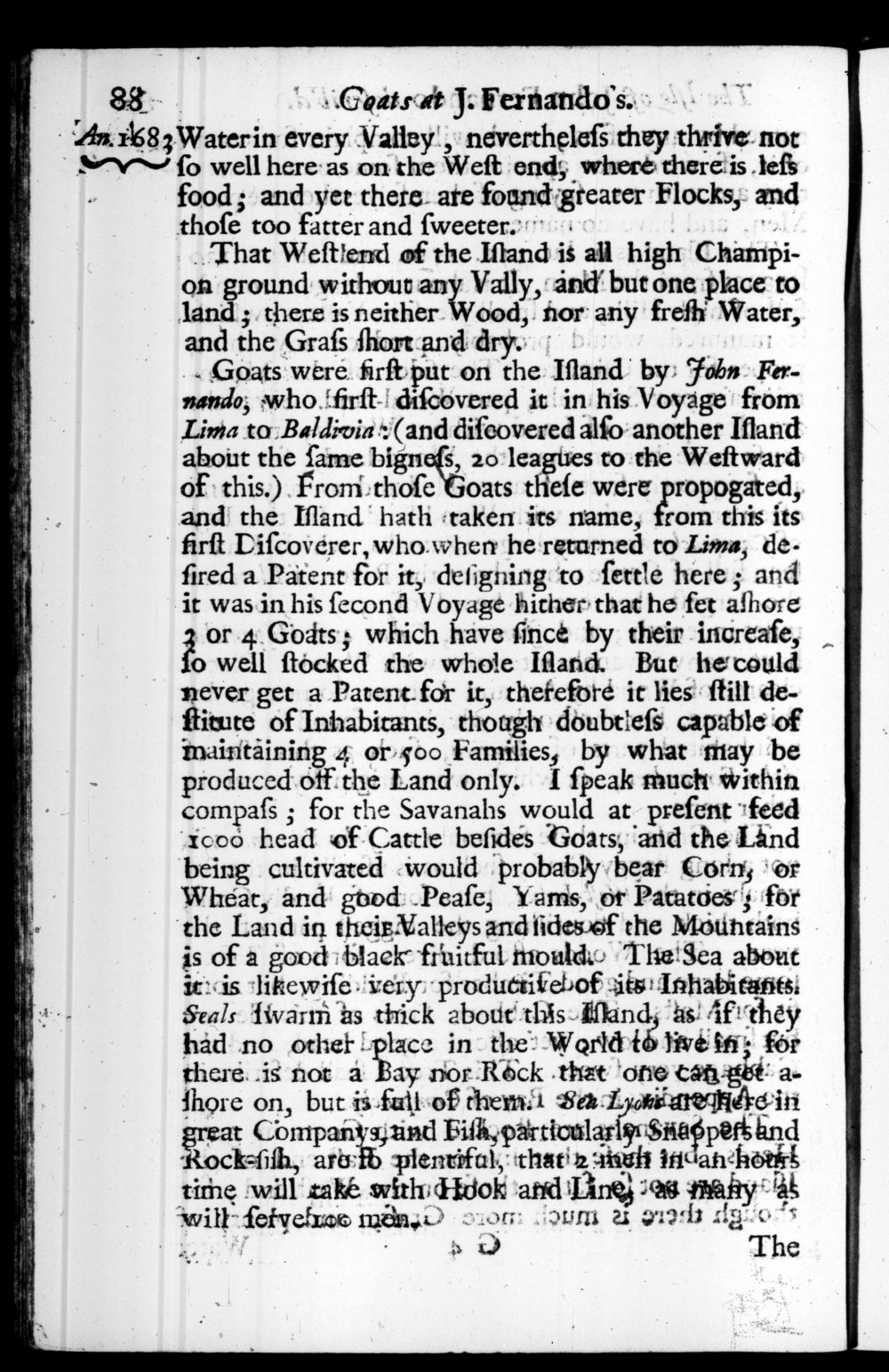 Page 88 screenshot of the book A New Voyage Round the World by William Dampier (1697 Edition).